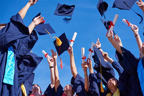 College Graduates Throwing Hats